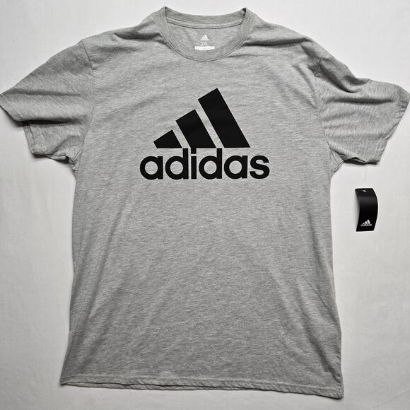 Adidas Shirt Mens 2XL Heather Gray Golf Big Logo Crewneck Athletic Tee T-shirt - Picture 1 of 7